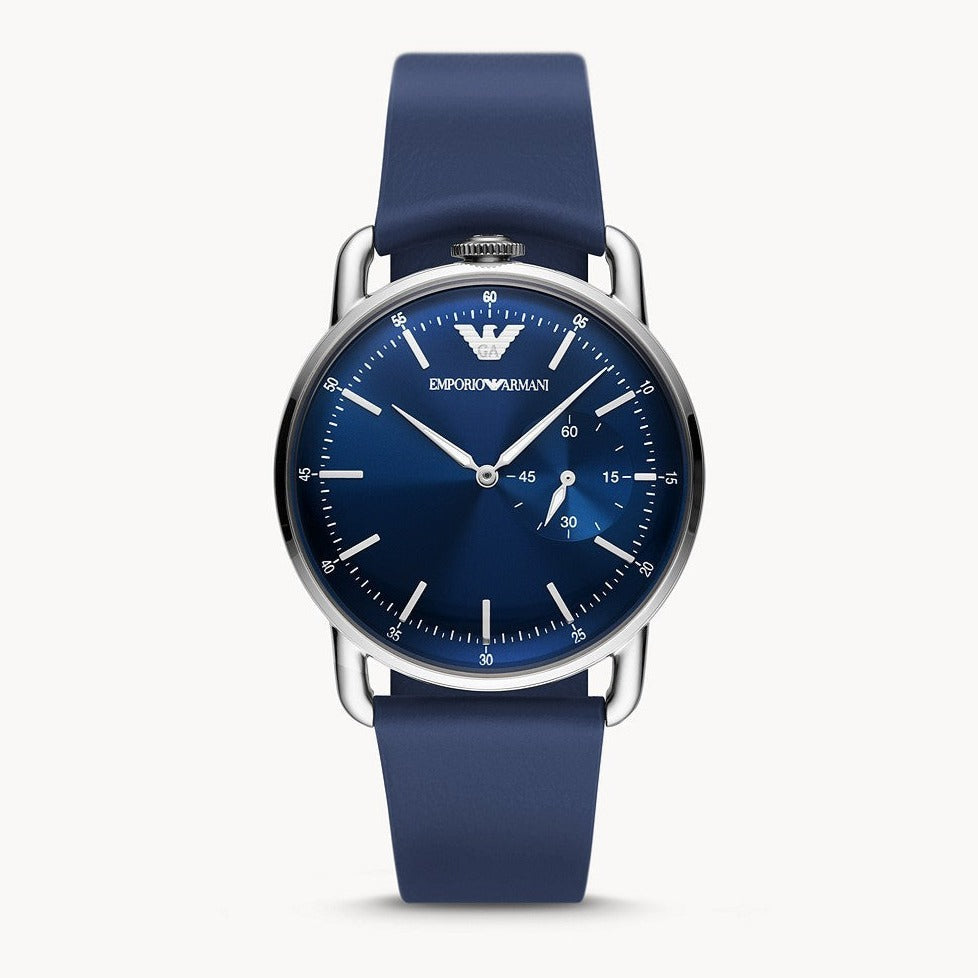 Emporio Armani Aviator Quartz Blue Dial Blue Leather Strap Watch For Men - AR11335 - Image 3